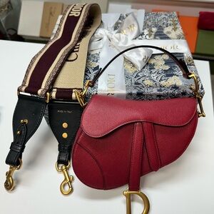 Dior Burgundy Leather Saddle Bag